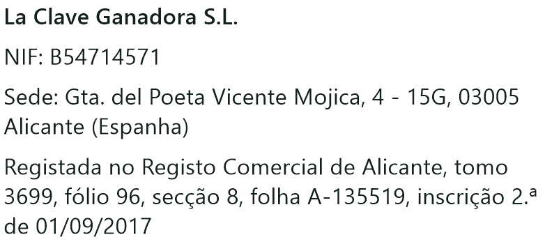 Dados de identificação do titular do website